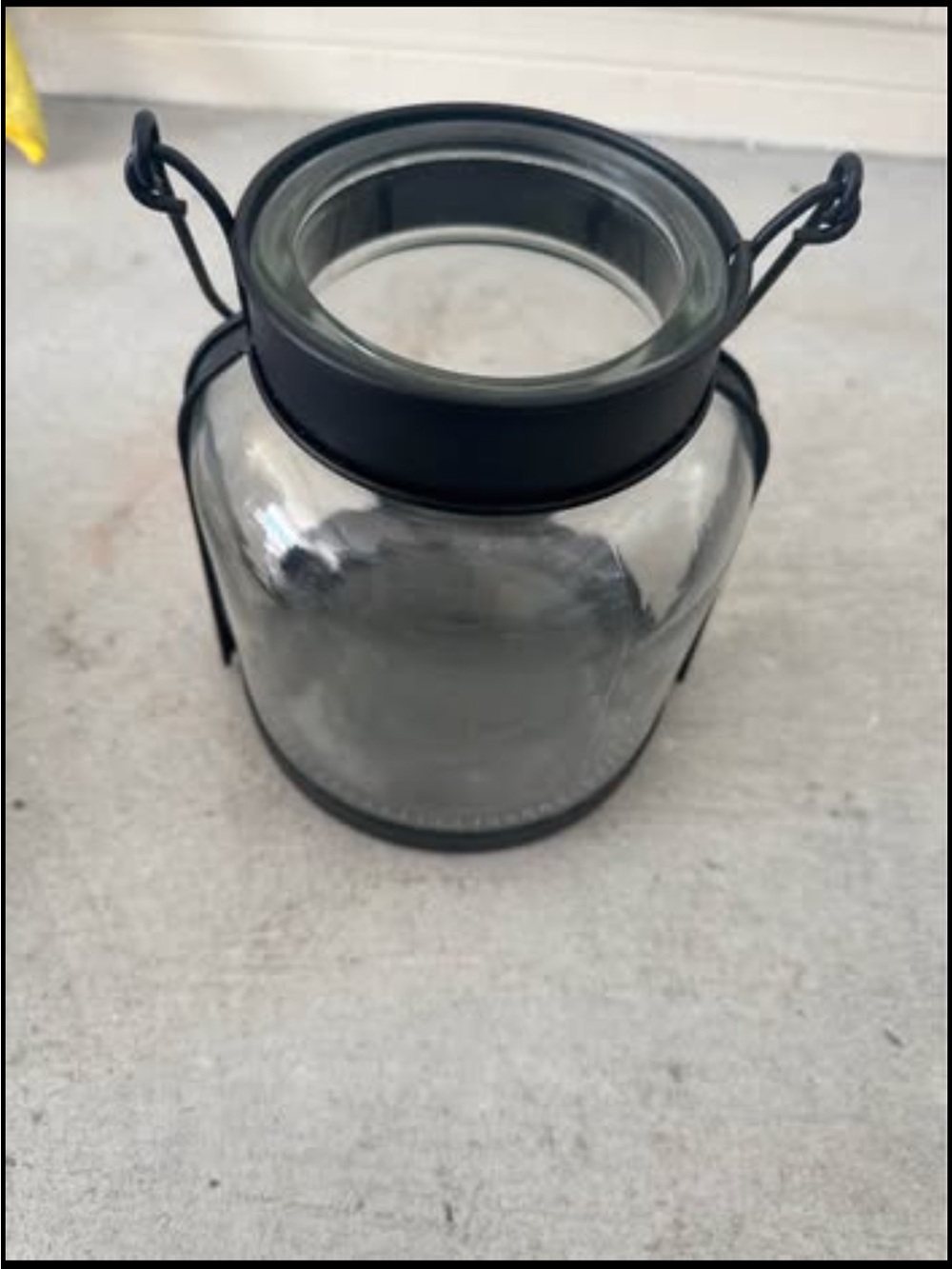Black Glass Lantern Jar with Metal Handle - Home Accents
